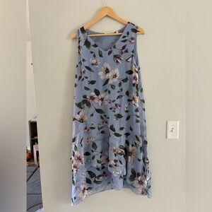Soft Surroundings Blue Floral Mini Dress